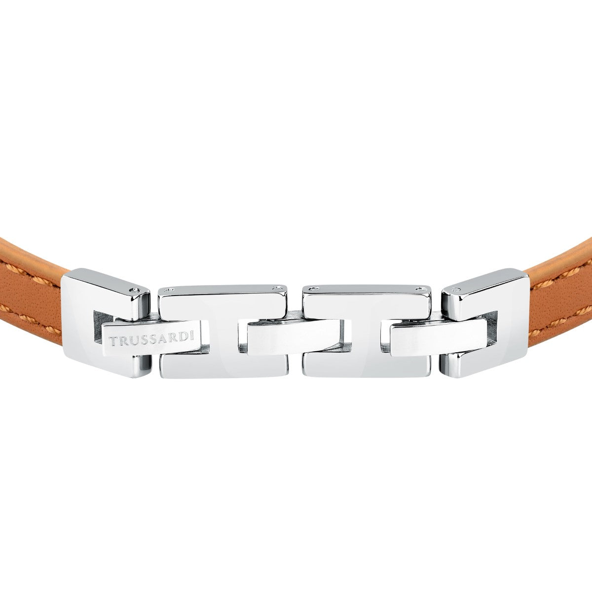 Bransoletka stalowa z pomarańczową skórą - Trussardi T-Leather