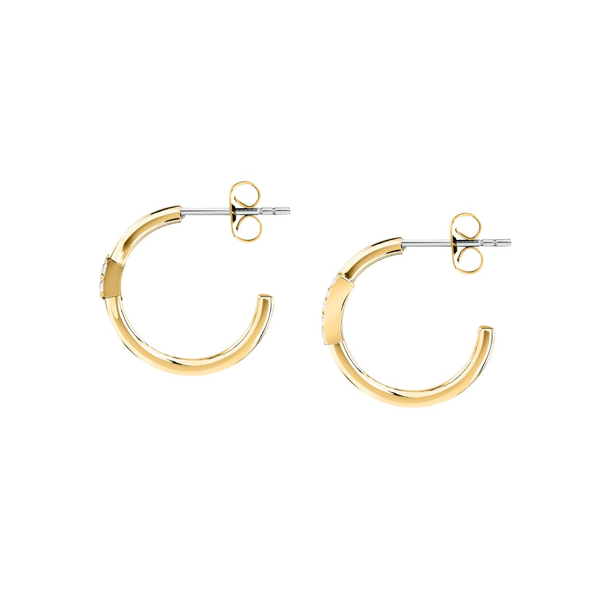 Kolczyki stalowe z cyrkoniami - Trussardi T-Logo Hoop