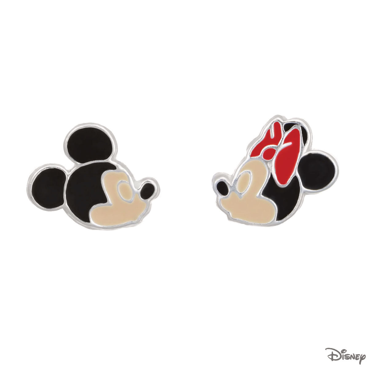 Kolczyki srebrna kolorową emalią - Myszka Minnie - Disney