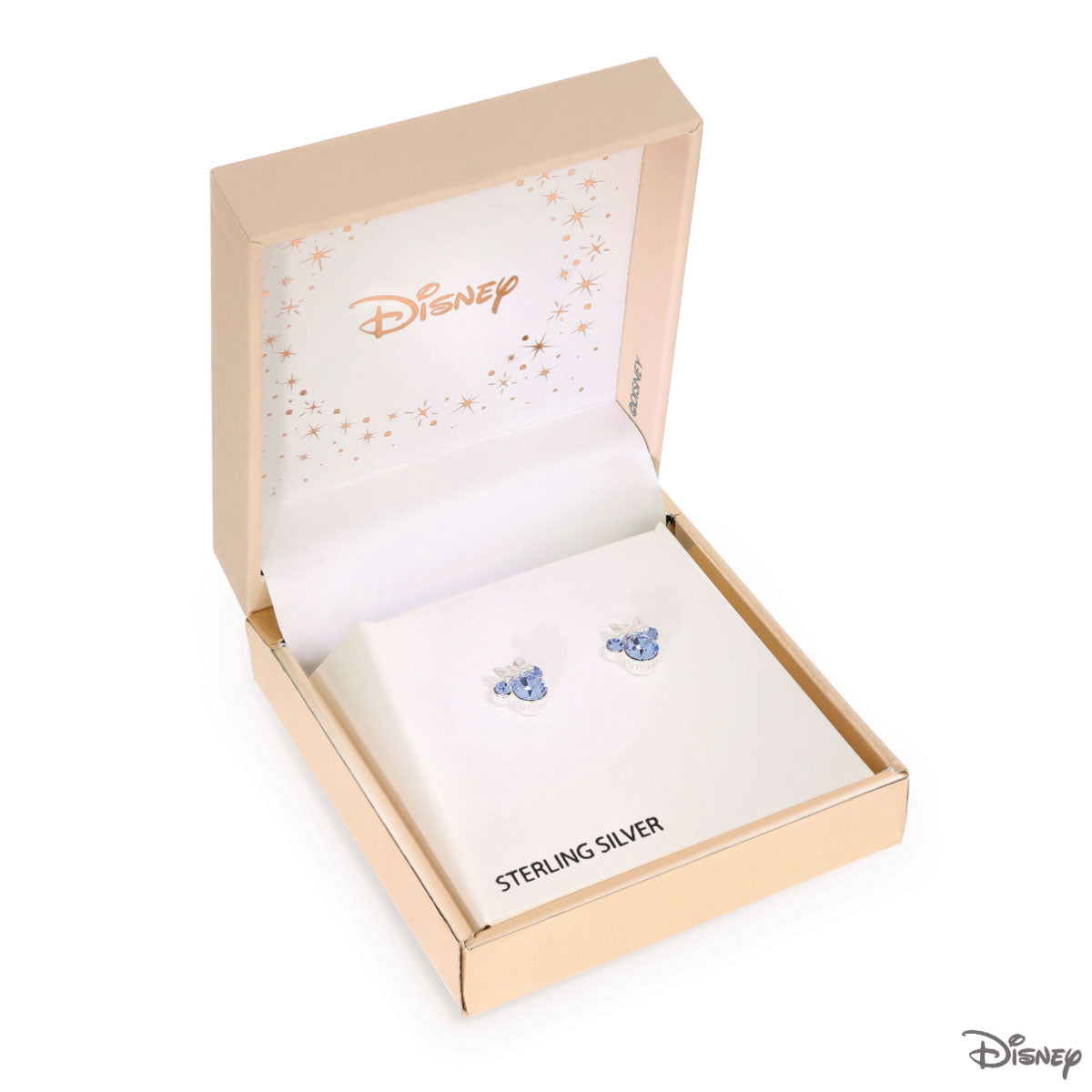 Kolczyki srebrne z niebieskimi cyrkoniami - Myszka Minnie - Disney
