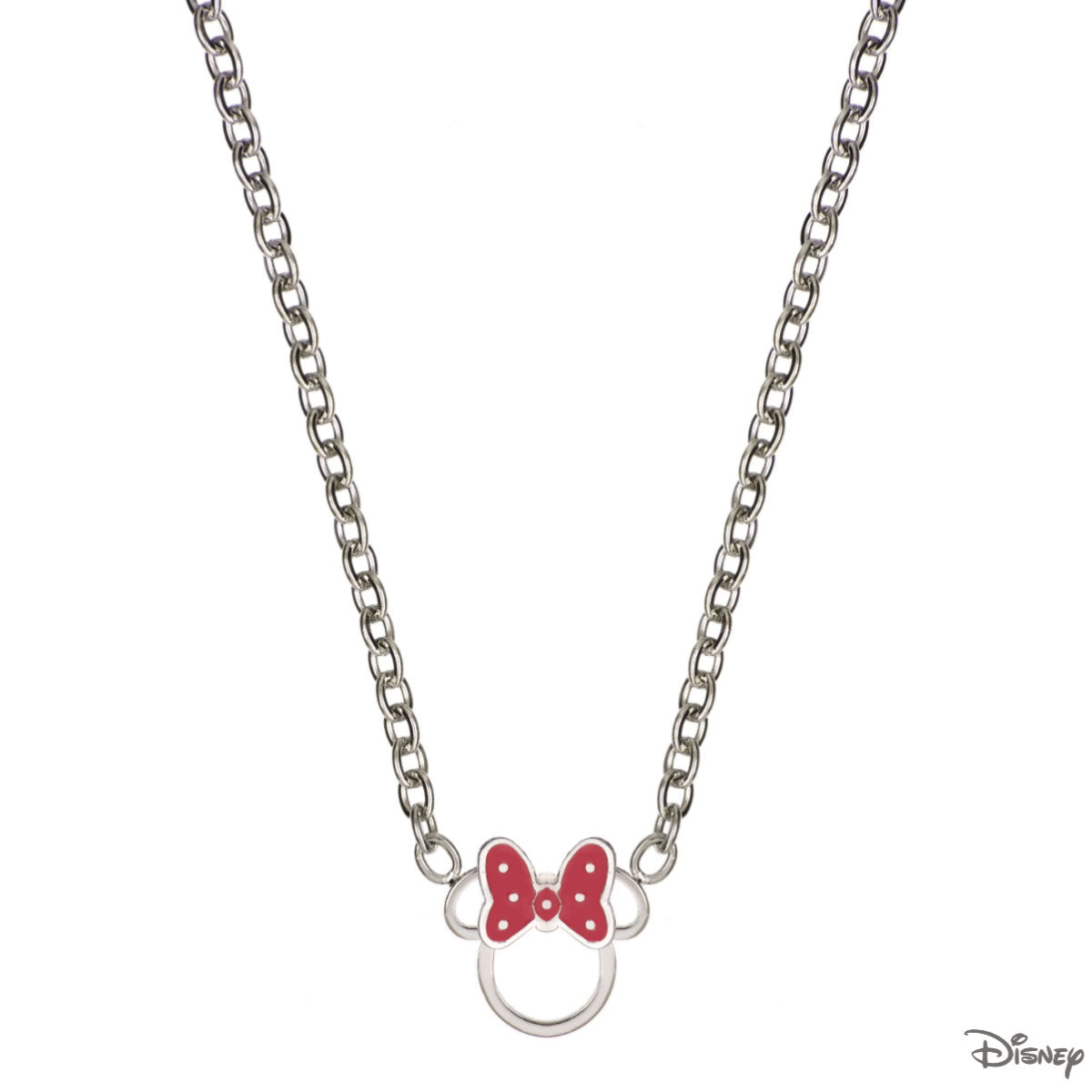 Naszyjnik stalowy z czerwoną emalią - kokardki - Myszka Minnie - Disney