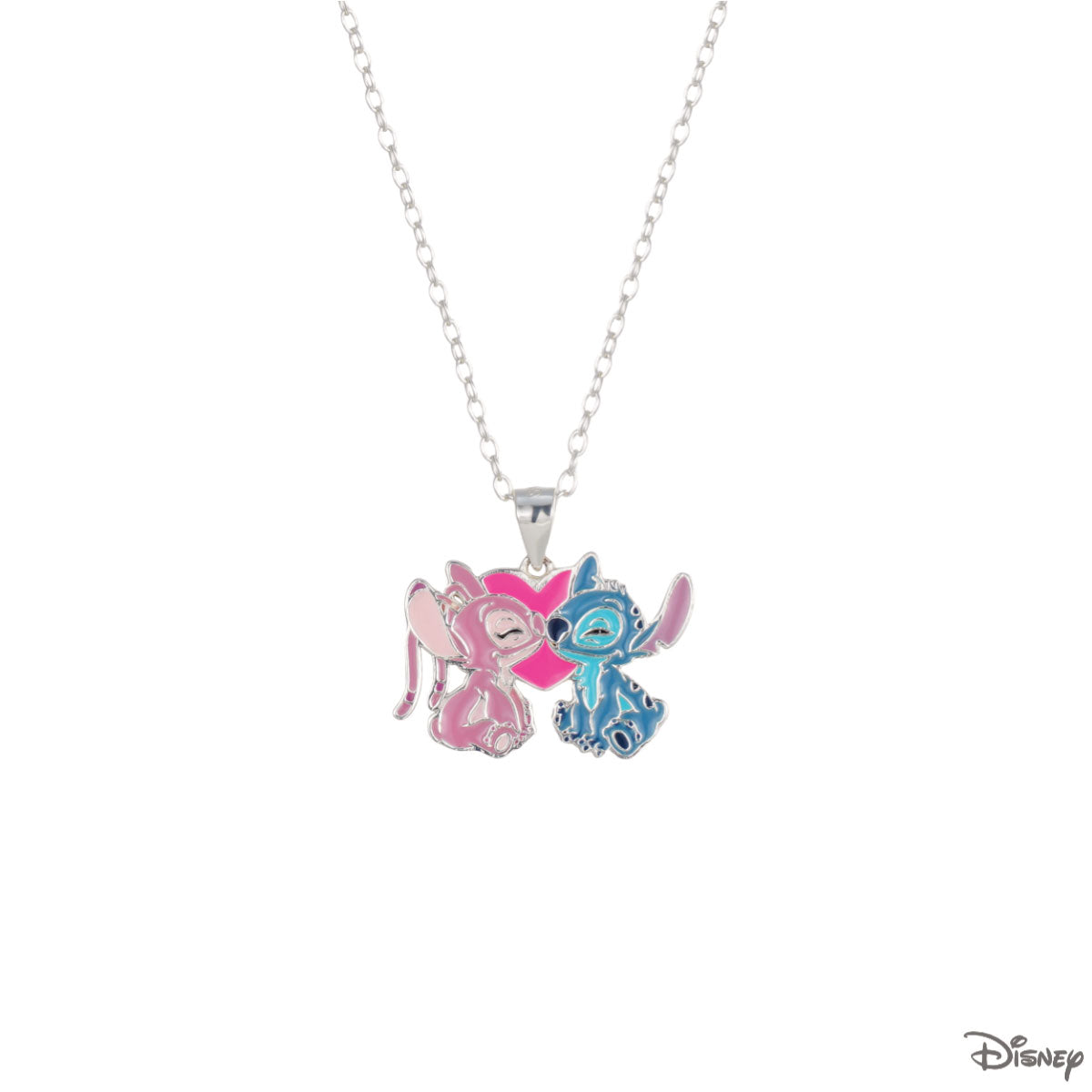 Naszyjnik srebrny z niebieską i różową emalią - Stitch - Disney - Verona
