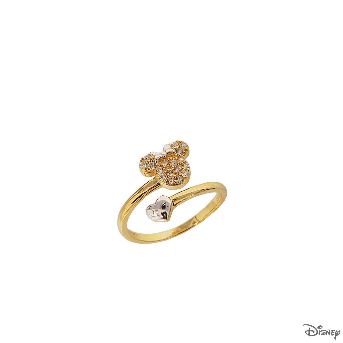 Pierścionek srebrny pozłacany - serce - Myszka Minnie - Disney