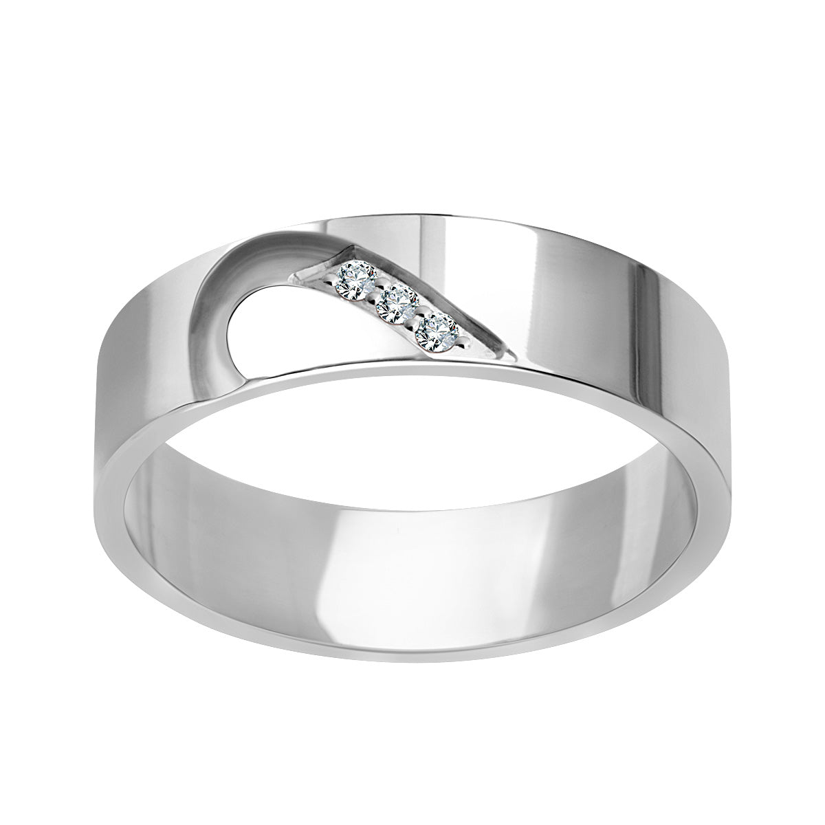 Obrączka ślubna z białego złota z diamentami - 585 - 5 mm