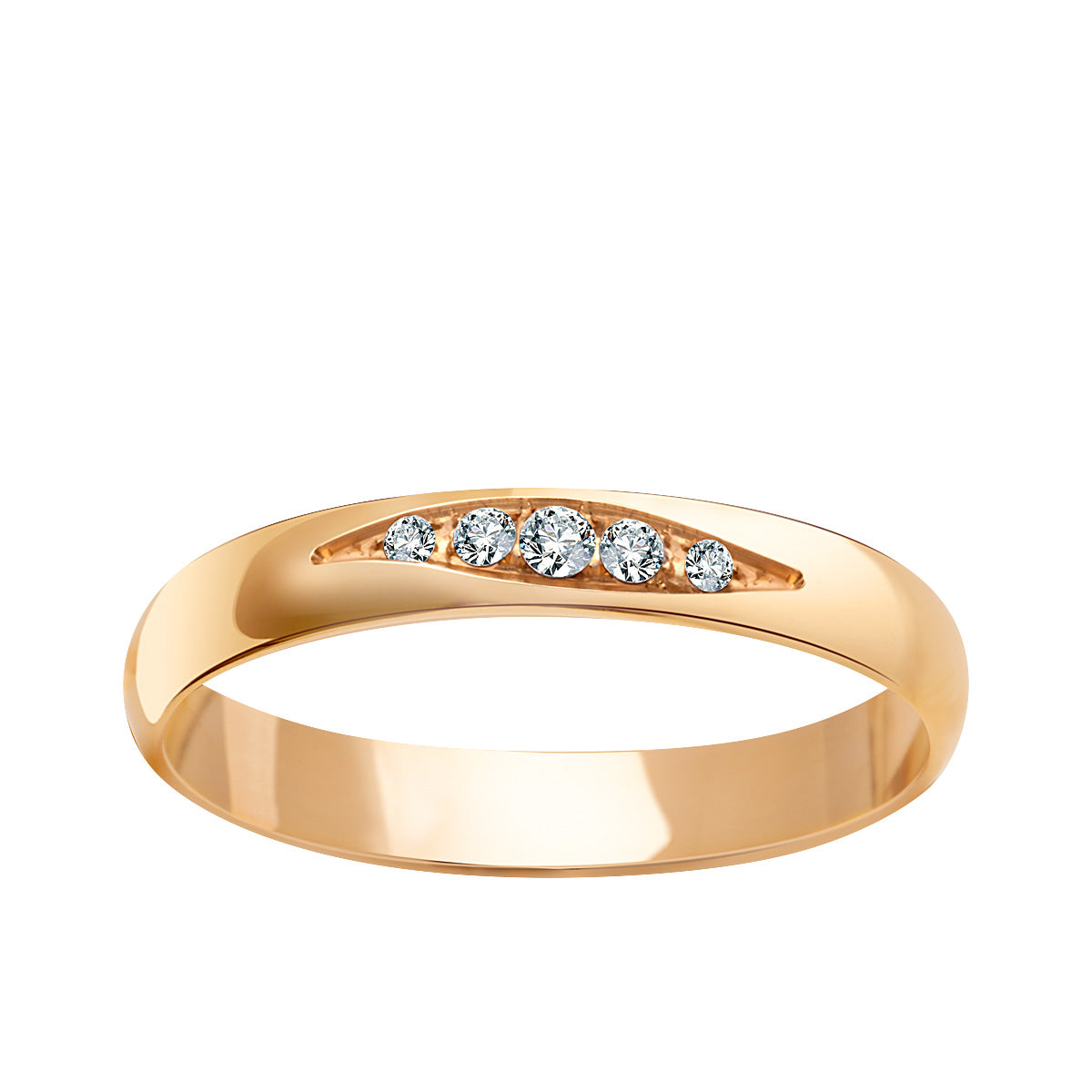 Obrączka ślubna z żółtego złota z diamentami - próba 585 - 3 mm