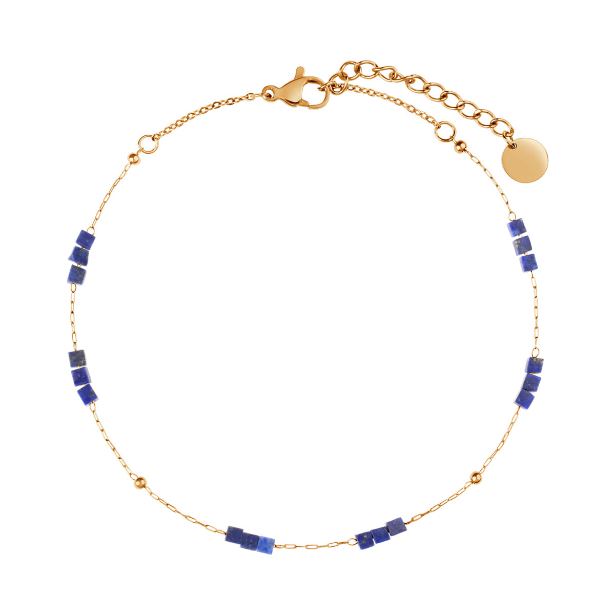 Bransoletka stalowa na nogę z lapis lazuli - Moderno - Verona