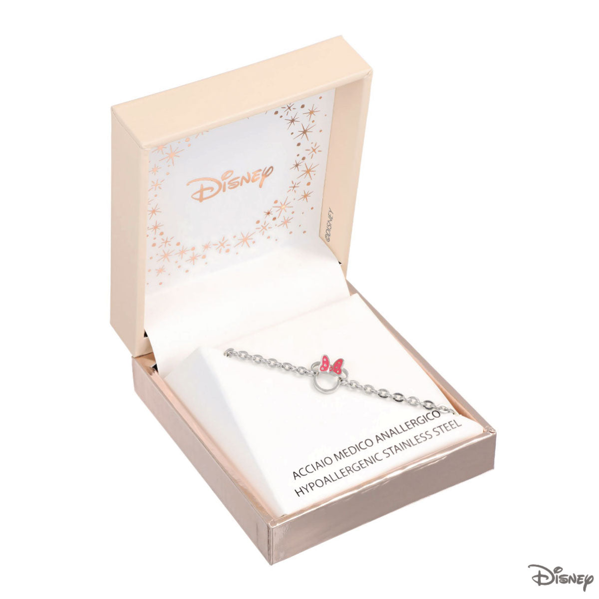 Bransoletka stalowa z emalią - kokardka - Myszka Minnie - Disney
