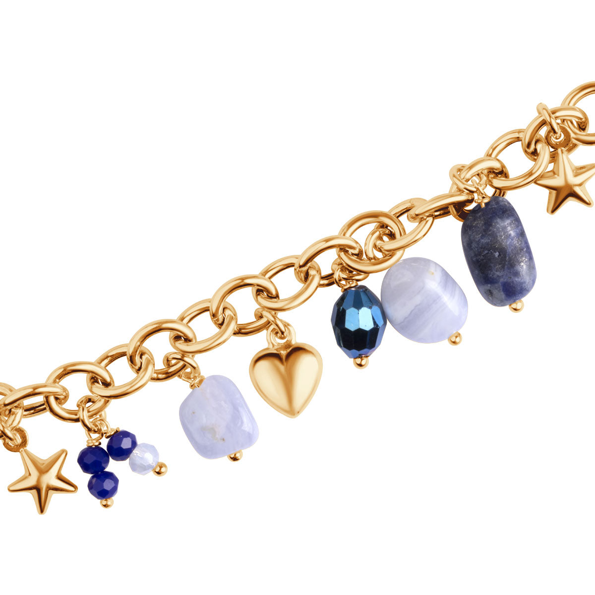 Bransoletka srebrna pozłacana z chalcedonem i lapis lazuli - Verona