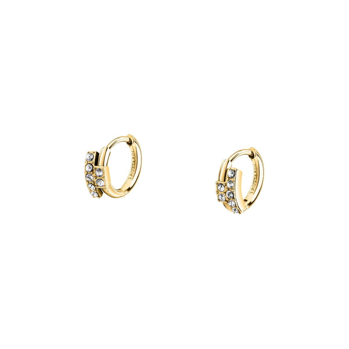 Kolczyki stalowe z cyrkoniami - Trussardi T-Logo Hoop