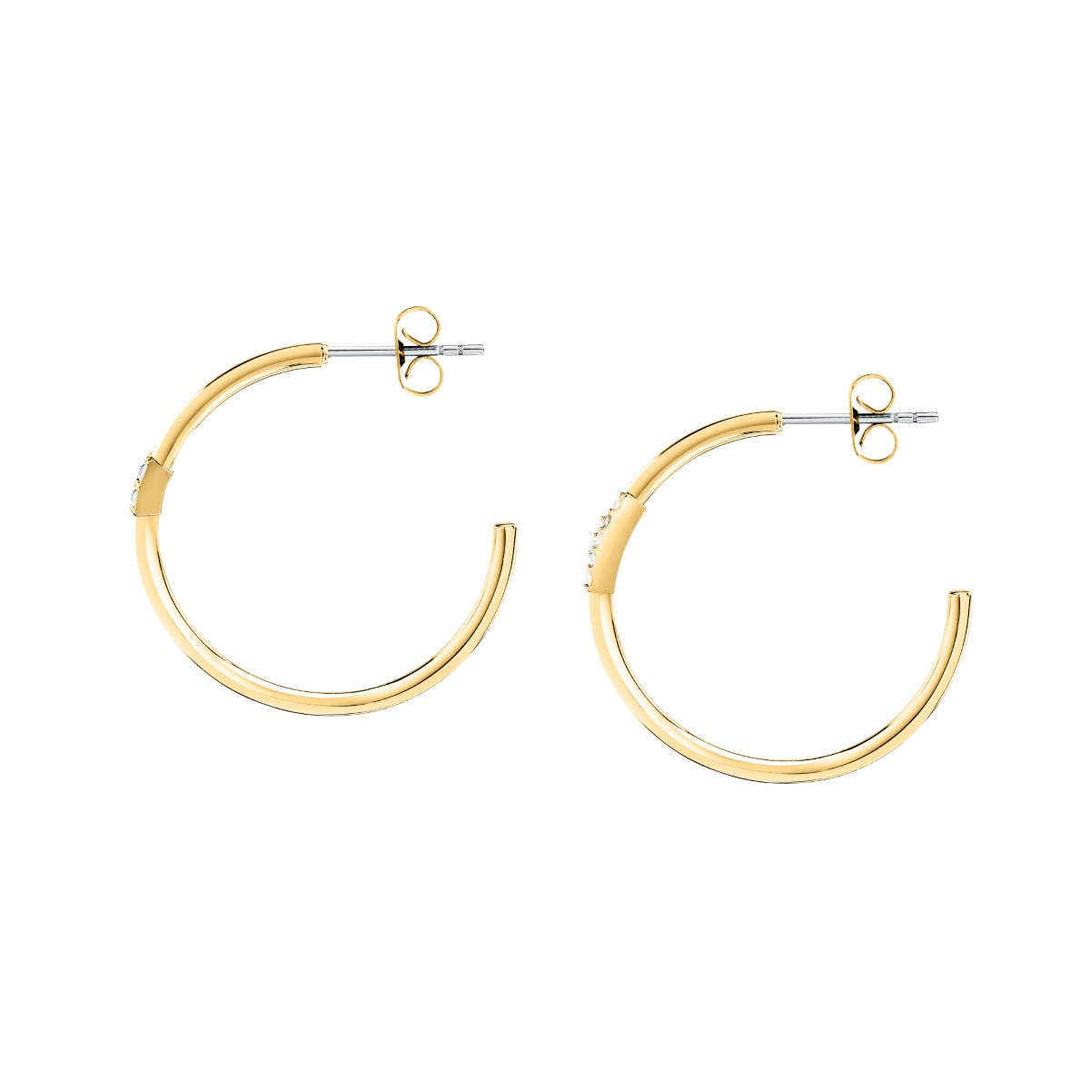 Kolczyki stalowe z cyrkoniam - Trussardi T-logo Hoop