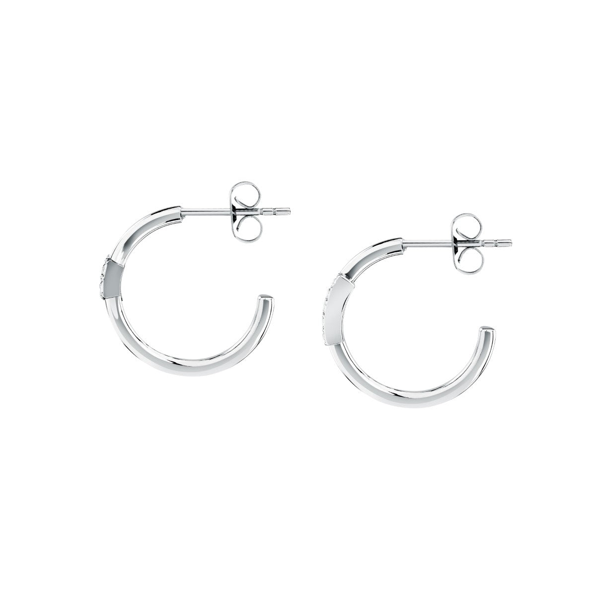 Kolczyki stalowe z cyrkoniami - Trussardi T-Logo Hoop