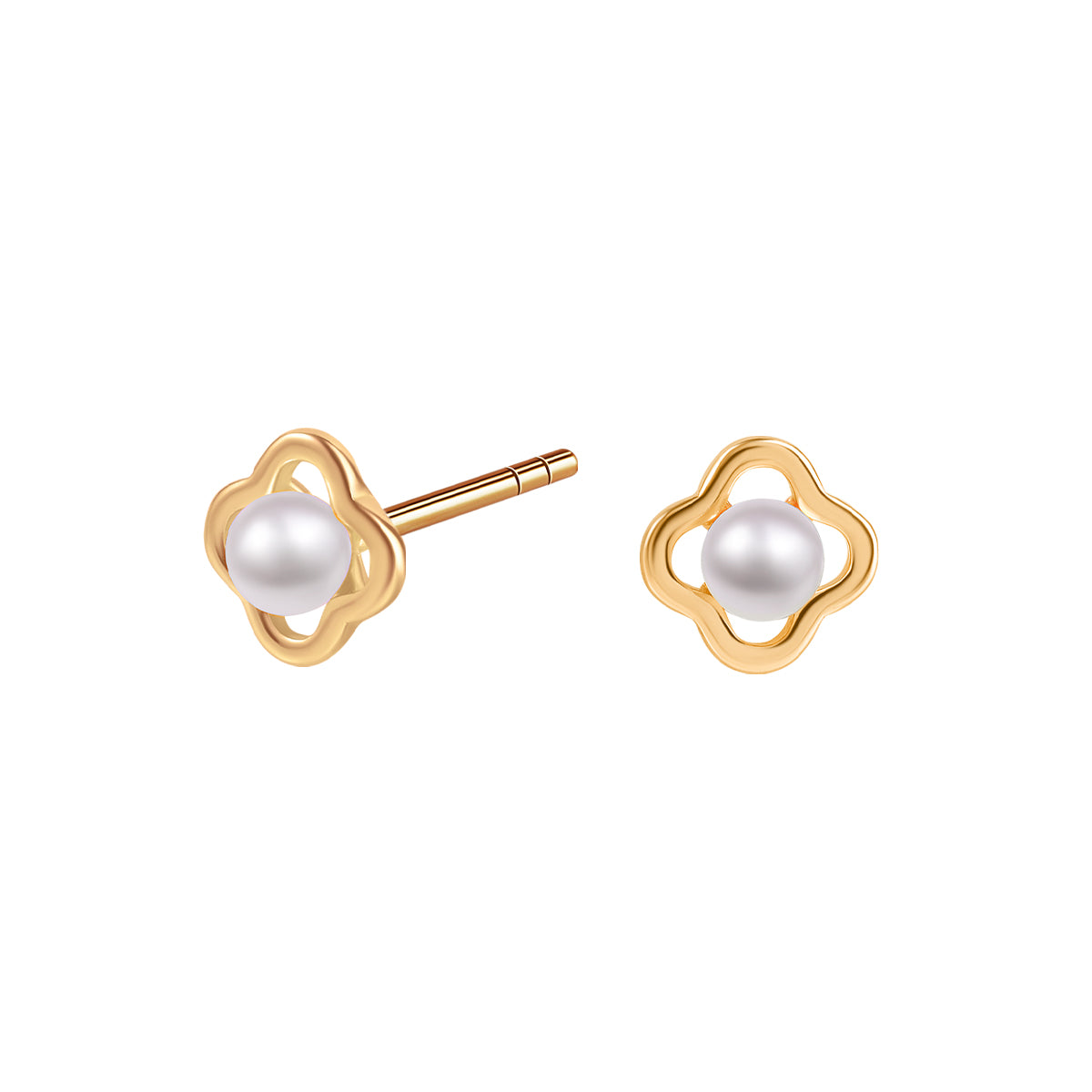 Kolczyki srebrne pozłacane z białą muszlą - kwiaty - Verona