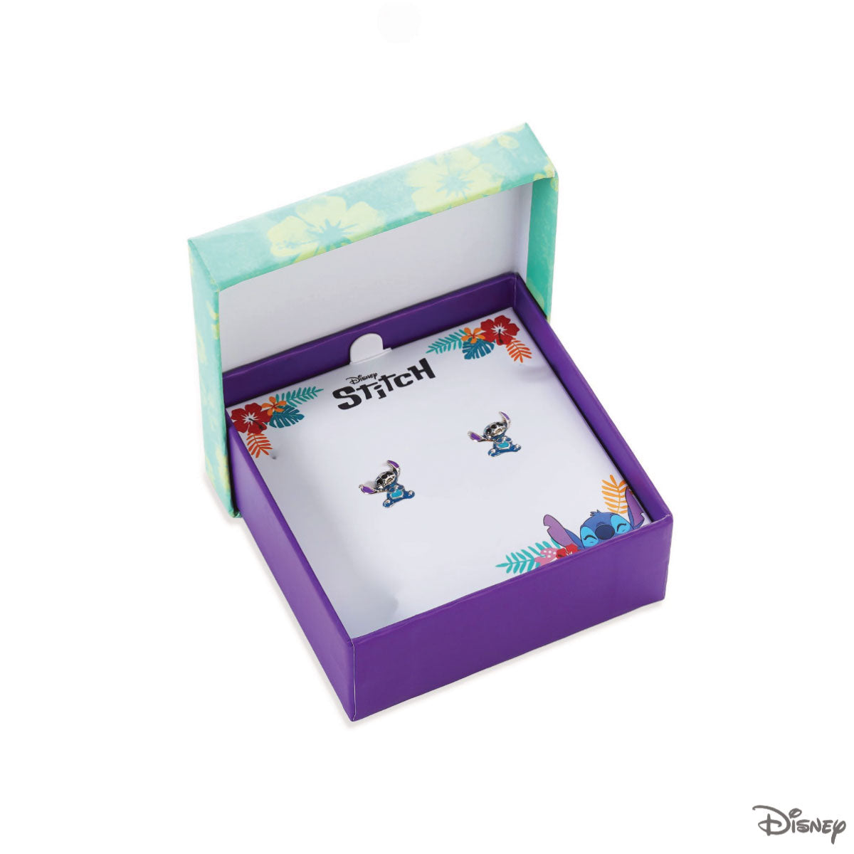 Kolczyki srebrne z niebieską emalią - Stitch - Disney - Verona