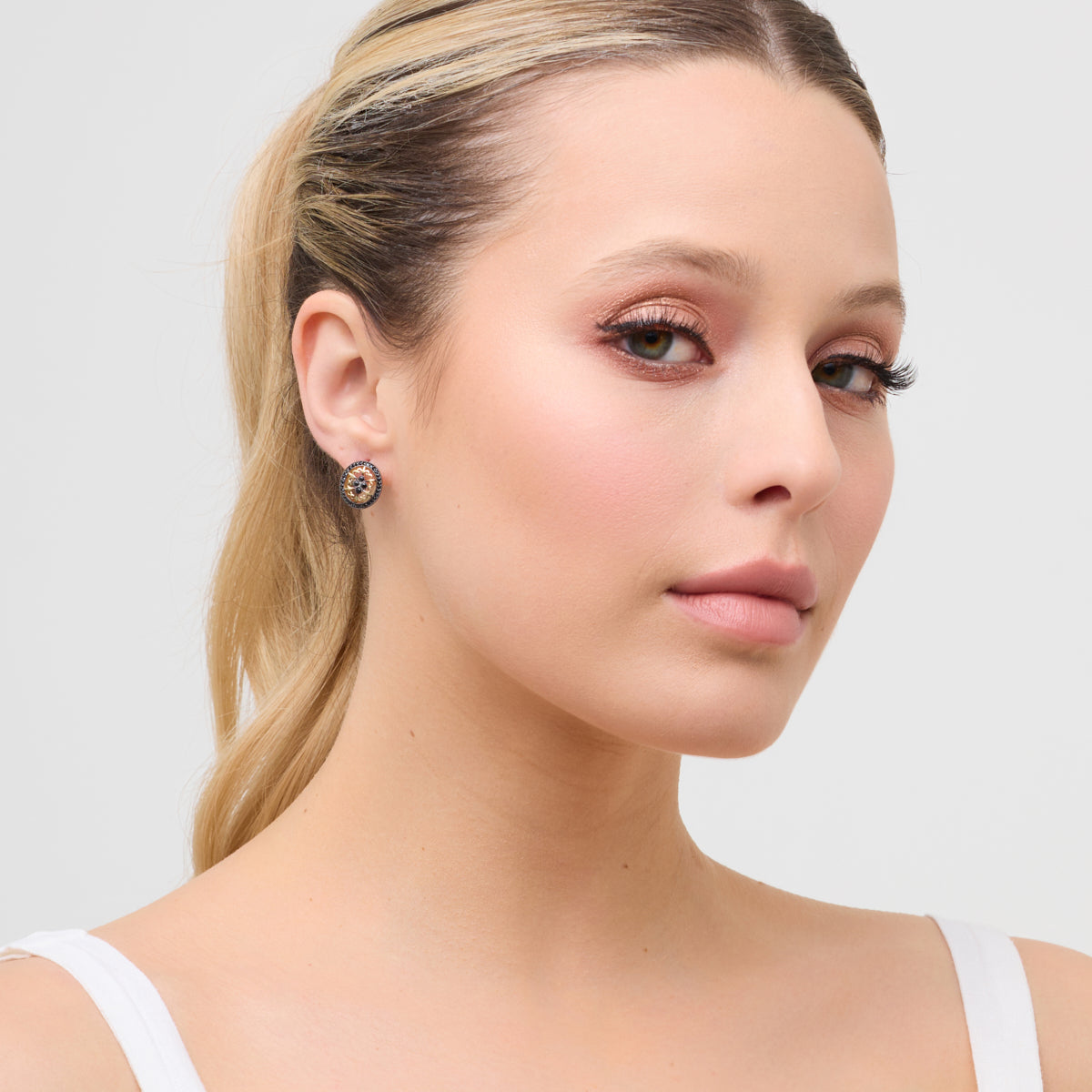 Kolczyki złote z czarnymi cyrkoniami - Verona
