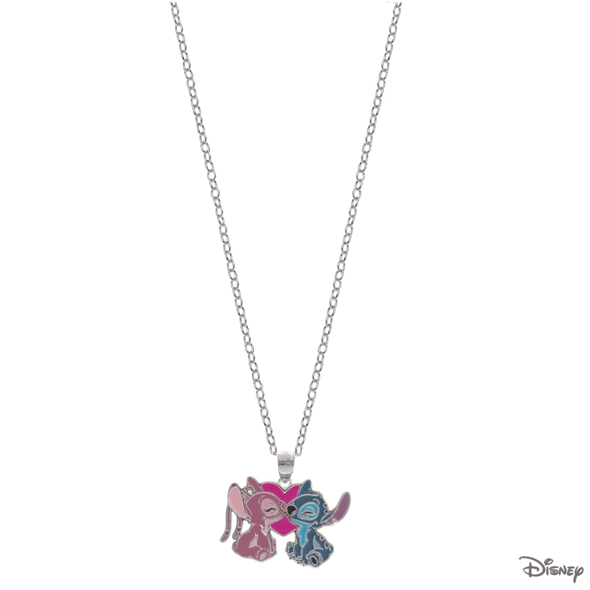 Naszyjnik srebrny z niebieską i różową emalią - Stitch - Disney - Verona