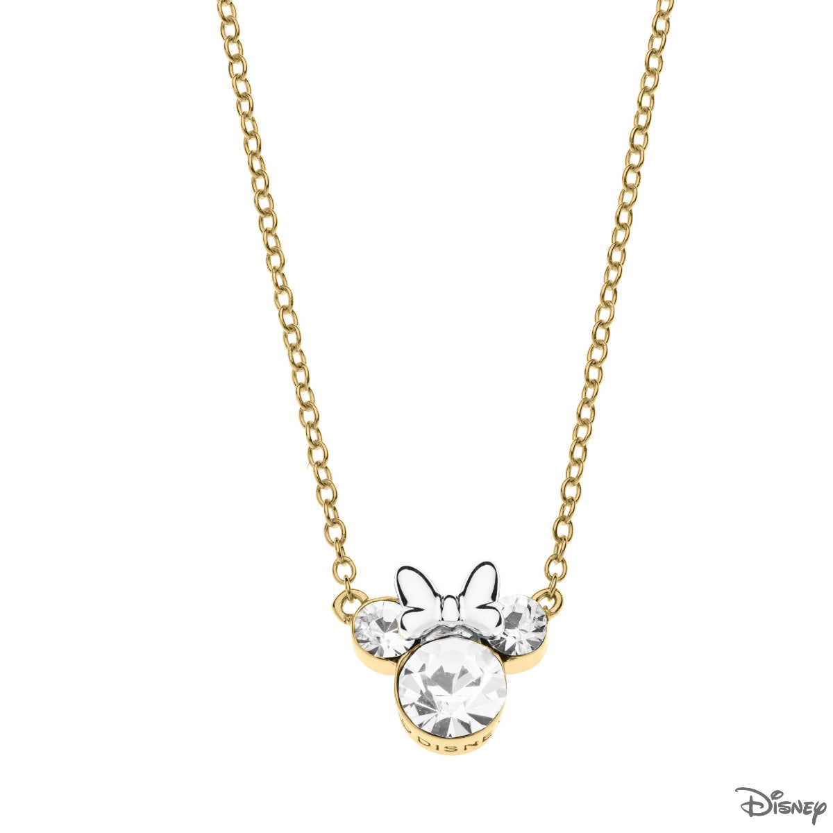 Naszyjnik srebrny pozłacany - kokardka - Myszka Minnie - Disney