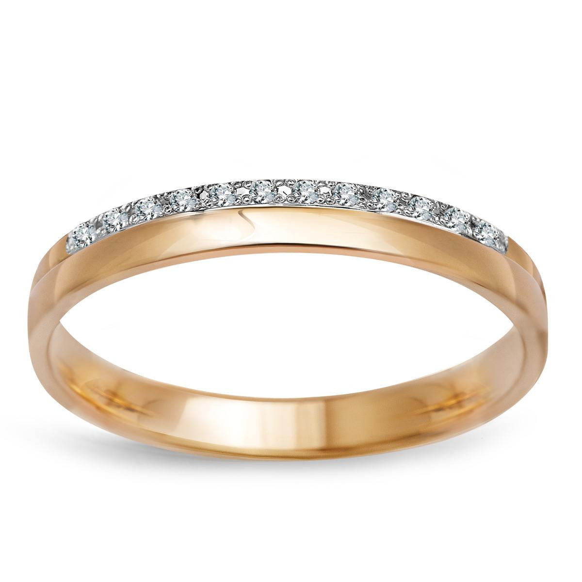 Obrączka ślubna z żółtego złota z diamentami - 333 - 2,5 mm