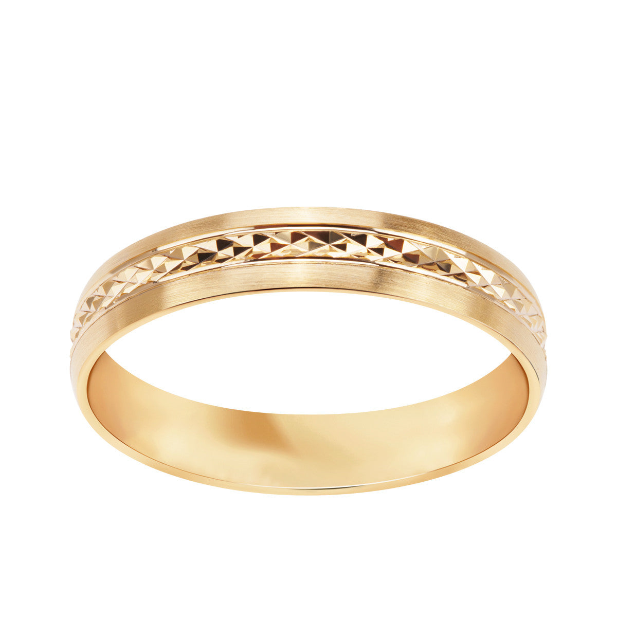 Obrączka ślubna z żółtego złota - 585 - satynowana - 4 mm