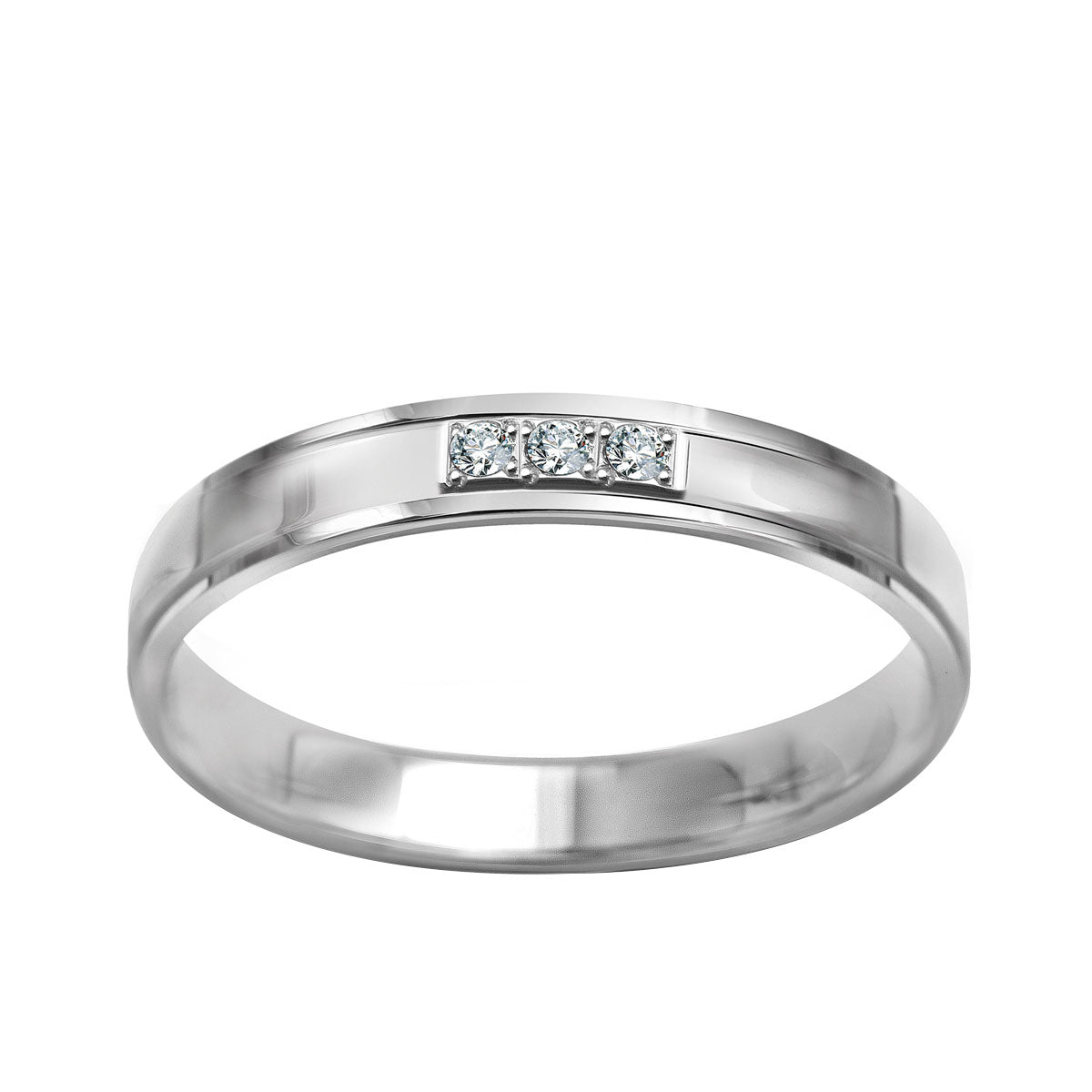 Obrączka ślubna z białego złota z diamentami - 333 - polerowana - 2,5 mm