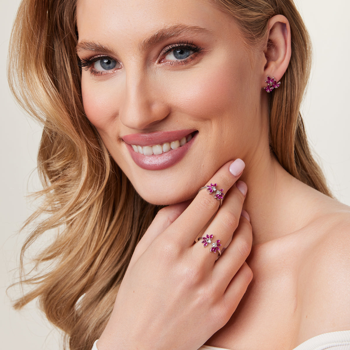 Pierścionek srebrny z cyrkoniami - Tajemniczy Ogród - Verona