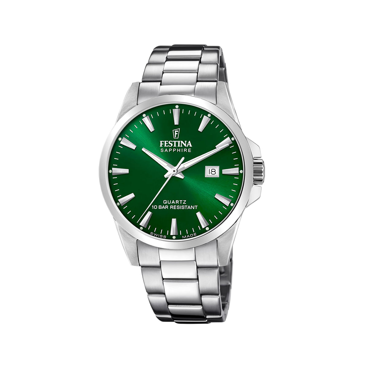 Zegarek na srebrnej bransolecie - Festina Swiss Made