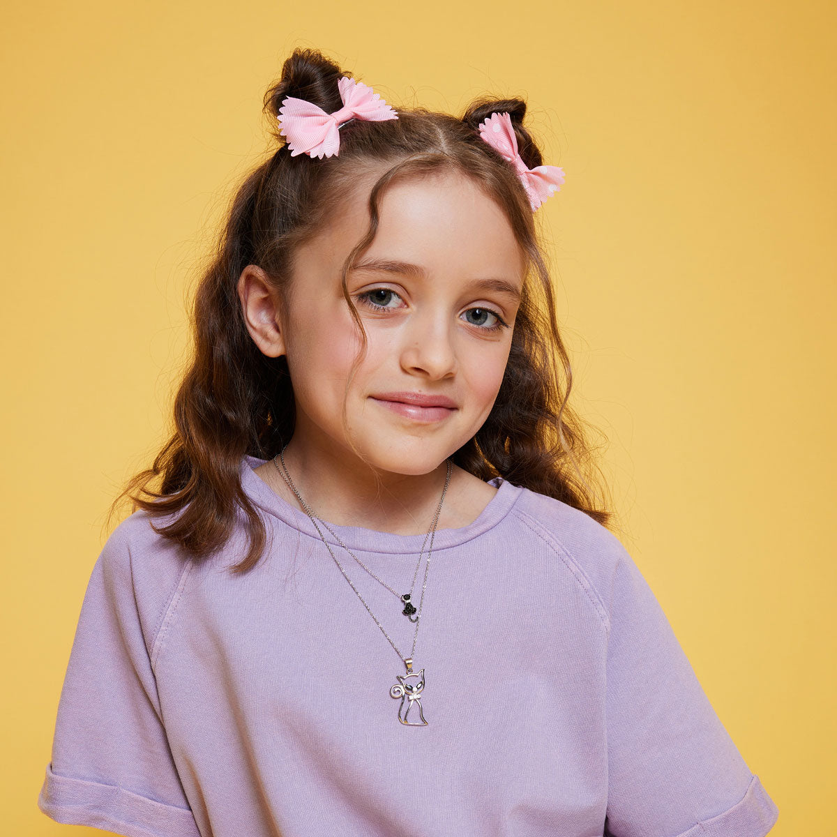 Zawieszka srebrna z cyrkoniami - kot - Bambini - Verona
