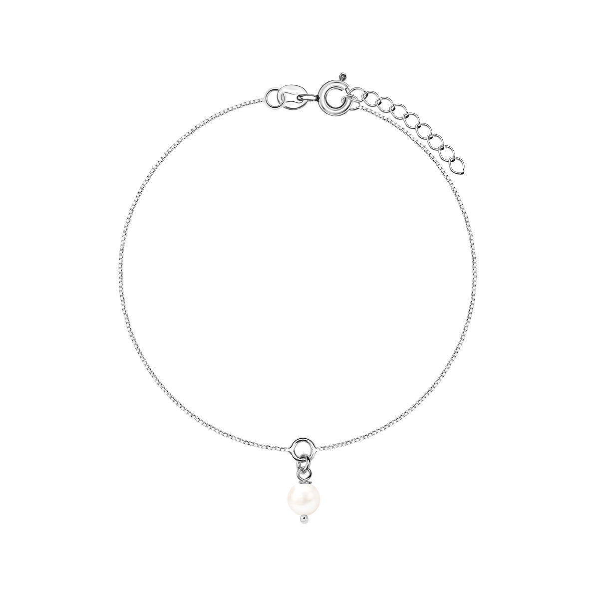 Bransoletka na nogę srebrna z perłą - Verona