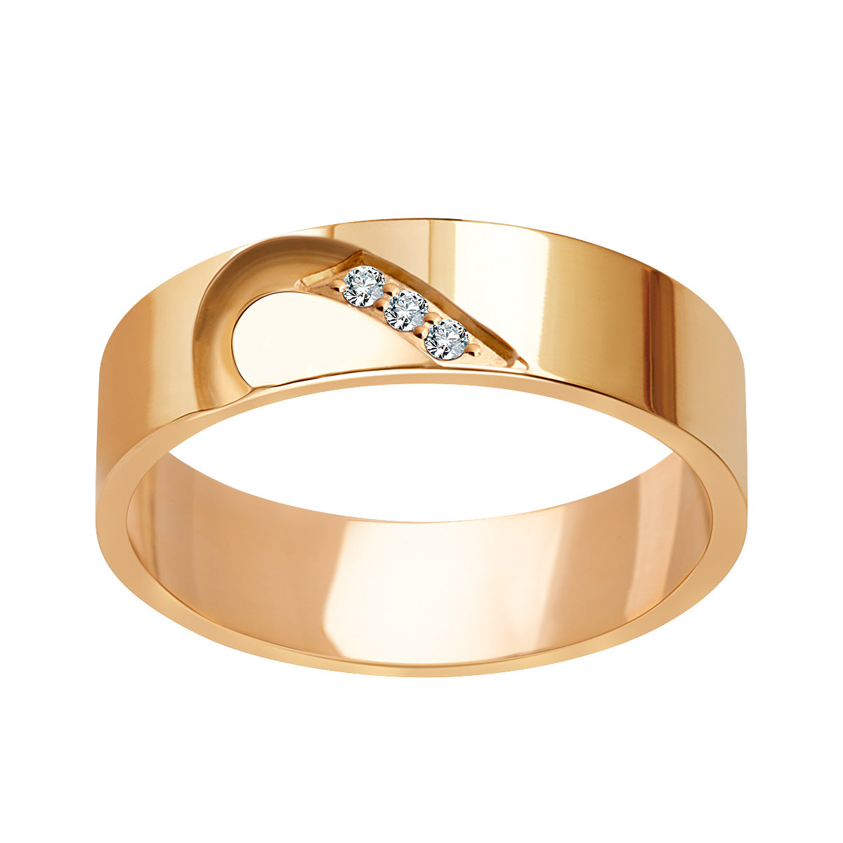 Obrączka ślubna z żółtego złota z diamentami - próba 585 - 5 mm