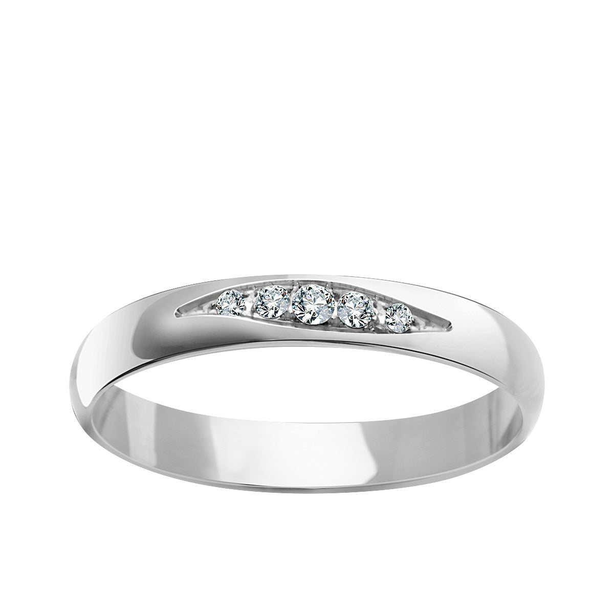 Obrączka ślubna z białego złota z diamentami - próba 585 - 3 mm